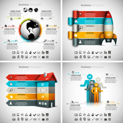 Wall Mural - 4 in 1  Infographics Bundle