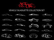 Concept supercar and regular car vehicle silhouette collection set. Vector illustration.