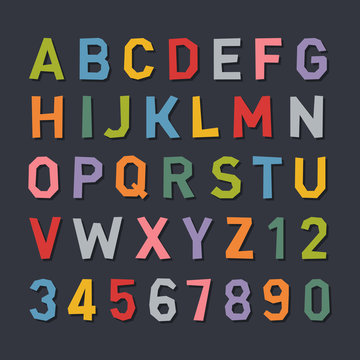 Cartoon Style Flat Color Alphabet. Vector