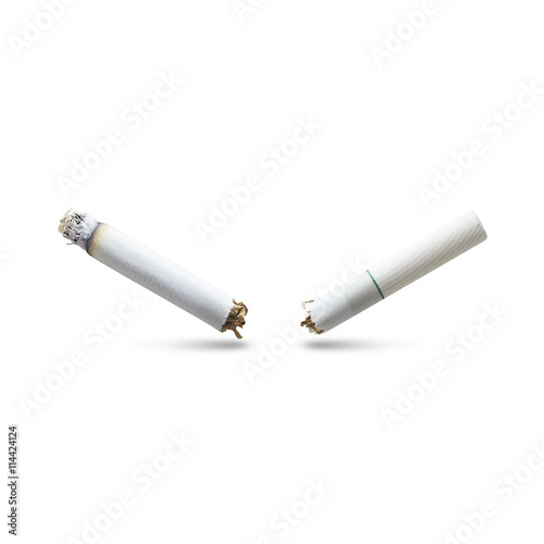 Cracked cigarette isolated. Stock Photo Adobe Stock