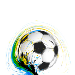 Wall Mural - Soccer football ball background of Brazil flag