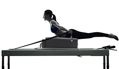 woman pilates reformer exercises fitness isolated