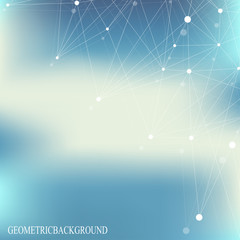 Poster - Geometric abstract background with connected line and dots. Big data composition. Molecule and communication background. Graphic background for your design and text. Vector illustration.