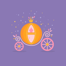 Fairy-tale Illustration Of Pumpkin Carriage From Cinderella 