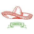 © DruZhi Art - Hand drawing sombrero isolated on white background. Symbol of Mexican, national costume. Vector.