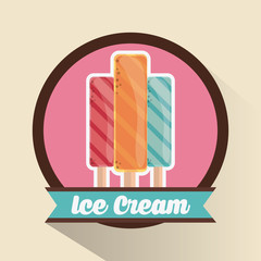 Vintage ice cream over seal stamp. Dessert design. Vector graphi