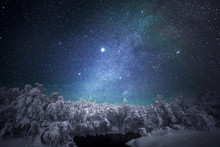 Milky Way In The Starry Sky During Winter At Night