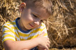 © pavelkriuchkov - Portrait of a happy little boy in the hay