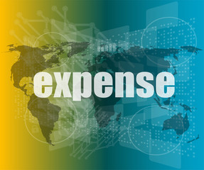 Poster - word expense on digital screen, business concept vector quotation marks with thin line speech bubble. concept of citation, info, testimonials, notice, textbox. flat style