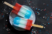 Red White Blue Popsicles / American Flag Colored Popsicles, Selective Focus