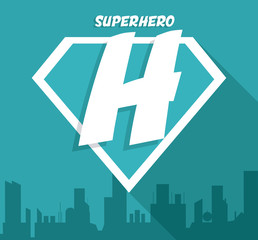 Wall Mural - Superhero sign. City design. vector graphic