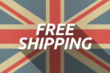 Wall Mural - Long shadow UK flag with    the text FREE SHIPPING