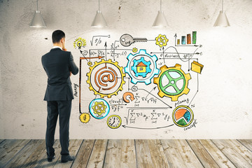 Poster - Business man looking at sketch