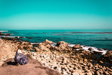 Poster - Young Girl near Pacific Ocean in California