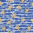 Seamless pattern. Blue lines, starfish