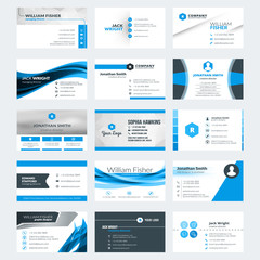 Wall Mural - set of modern creative business card templates. blue and black colors. flat style vector illustratio
