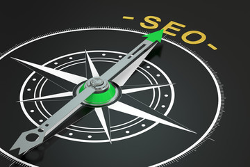 Poster - SEO compass concept, 3D rendering