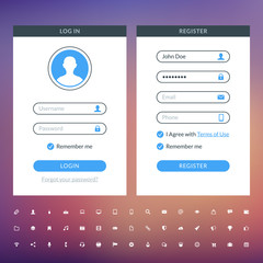 Wall Mural - Set of flat design UI elements for website and mobile applications. Vector illustration. Icons, buttons, web elements
