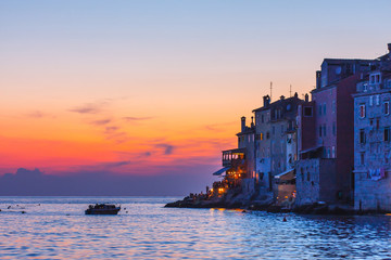 Wall Mural - view on old town in Rovinj, Istria, Croatia. Vintage look