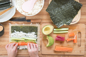 Wall Mural - cooking roll sushi