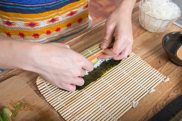 Wall Mural - cooking roll sushi