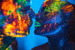 © davit85 - People are colored fluorescent powder. a pair of lovers dancing
