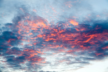 colorful dramatic sky with cloud at sunset