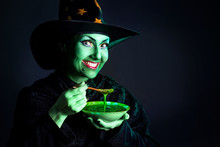 Wicked Green Witch At Halloween