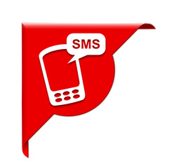 Sticker - sms sur bannière coin rouge