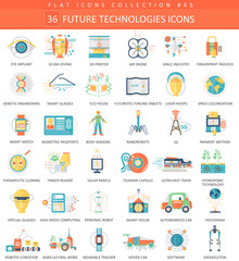 Aufkleber - Vector Future technology color flat icon set. Elegant style design.