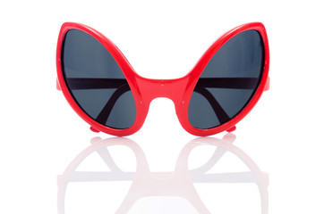 Wall Mural - Red sunglasses isolated on white