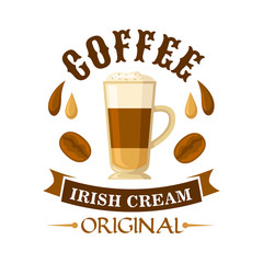 Wall Mural - Irish cream coffee cocktail badge for menu design