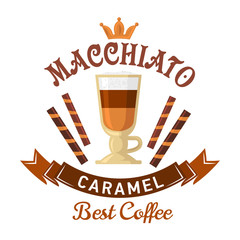 Wall Mural - Coffee drinks menu design with caramel macchiato