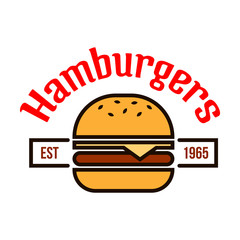 Wall Mural - Fast food hamburgers icon with linear cheeseburger