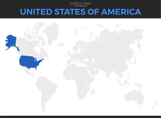  United States of America (USA), United States (U.S.) or America Location Map