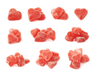 Wall Mural - Red heart shaped candy isolated