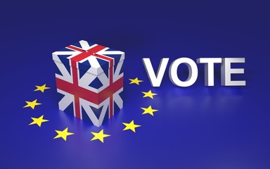 Poster - The illustration symbolize GB leaving EU voting. Text written VOTE. 3D rendering