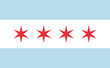 Chicago flag official right proportions, red stars vector illustration EPS10