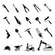 Complete set of icons of tools for home repairs, construction, assembly