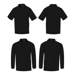 Black polo shirt and polo with long sleeve isolated vector set