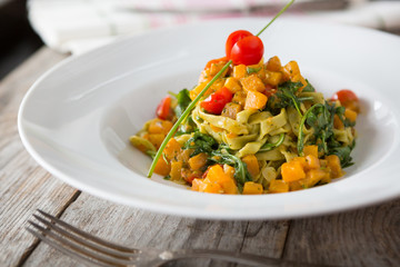 Spinach and pumpkin pasta