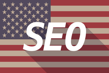 Long shadow USA flag with    the text SEO