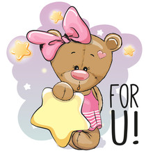 Cute Cartoon Teddy Bear Girl
