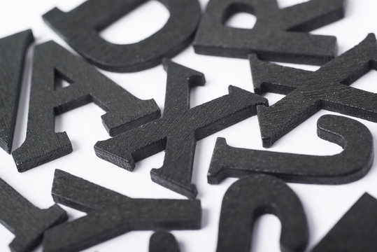 Surface covered with the wooden letters