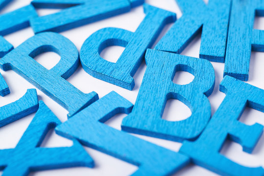 Surface covered with the wooden letters