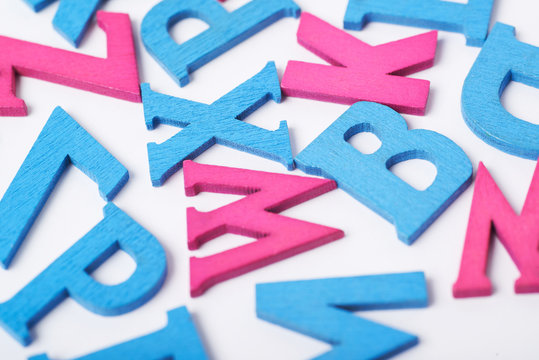 Surface covered with the wooden letters