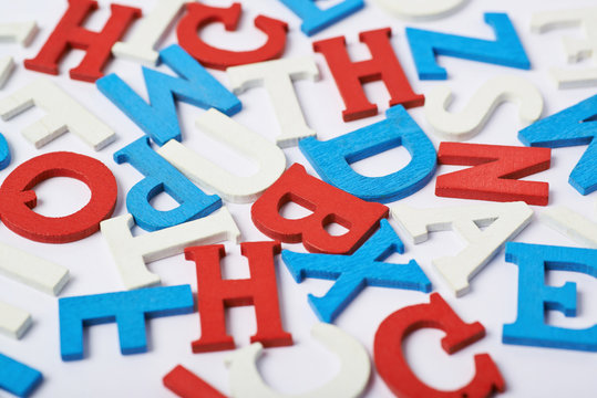Surface covered with the wooden letters