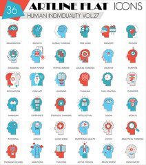 Poster - Vector Human mentality personality and individuality features ultra modern outline artline flat line icons for web and apps.