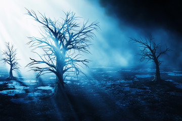 Wall Mural - Dark Horror  Spooky  tree. 