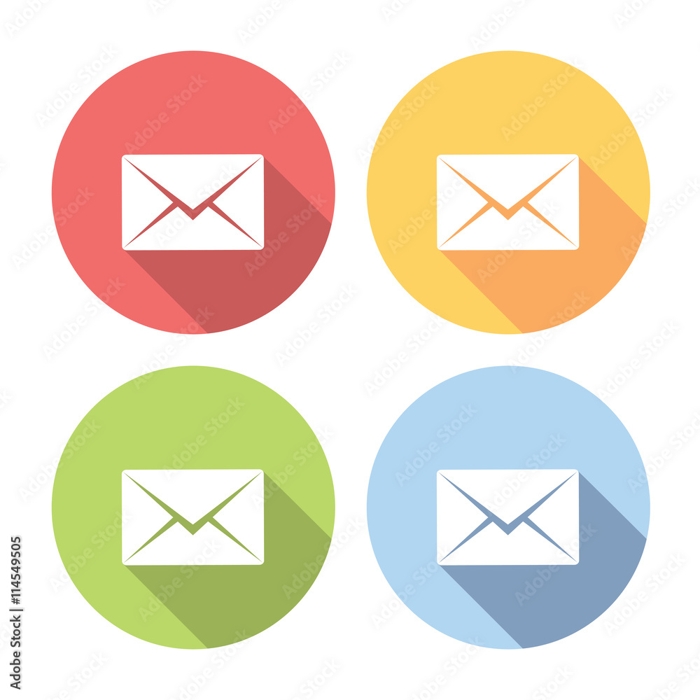 Mail Envelope Flat Icons Set Stock Vector | Adobe Stock